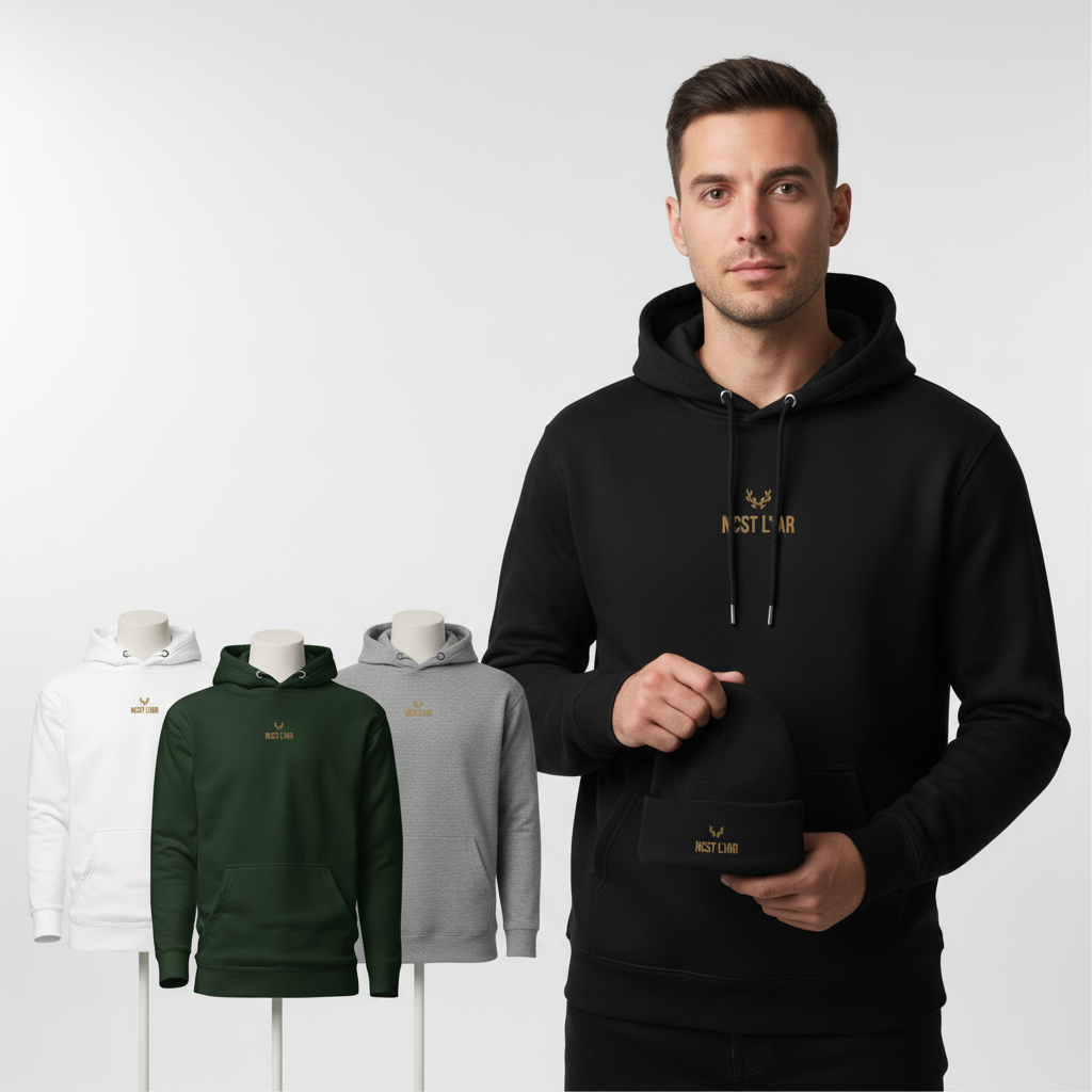 Black Hoodie Center Logo